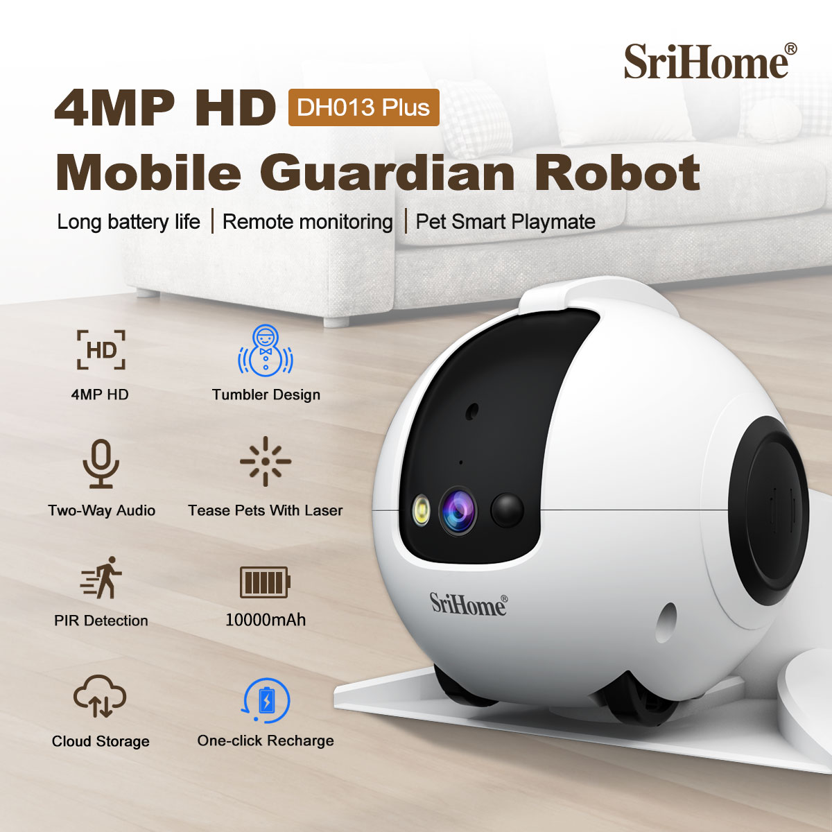 4MP Srihome APP Mobile Guard R - Home Security Robot recension och pris